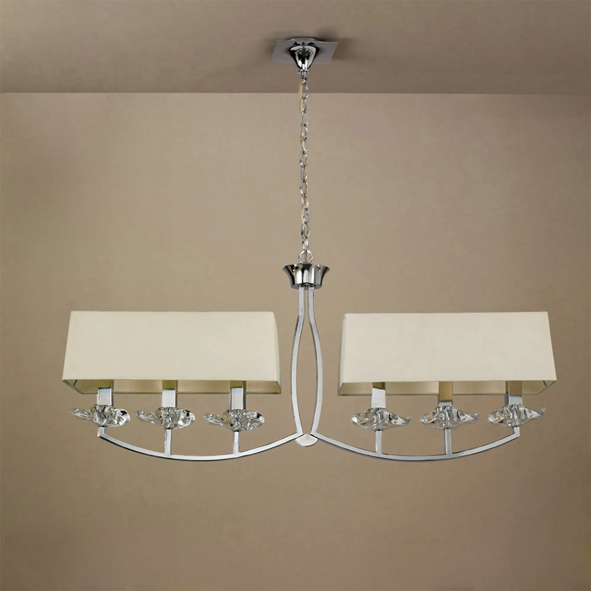 Akira Polished Chrome-Cream Ceiling Lights Mantra Linear Fittings